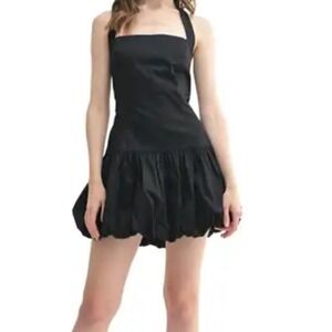 House of Harlow 1960 Womens Mini Halter Dress Black Tie Back Sleeveless M‎ NWT